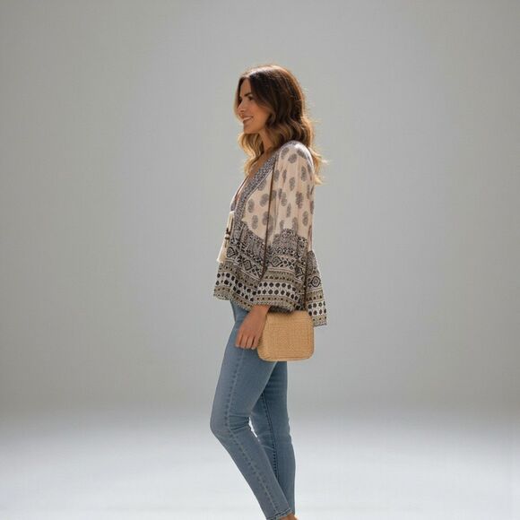 Zara Cream and Black Boho Top - Picture 14 of 14